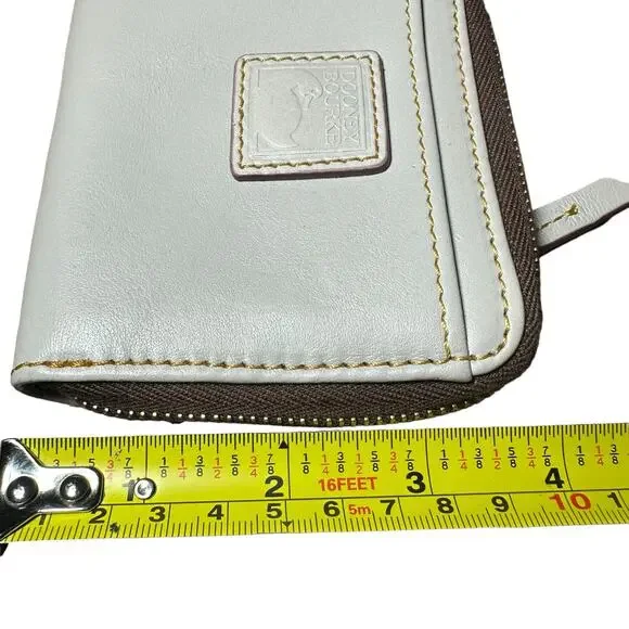 Dooney & Bourke Florentine Small Zip Around Wallet ecru Italian leather - Picture 8 of 9